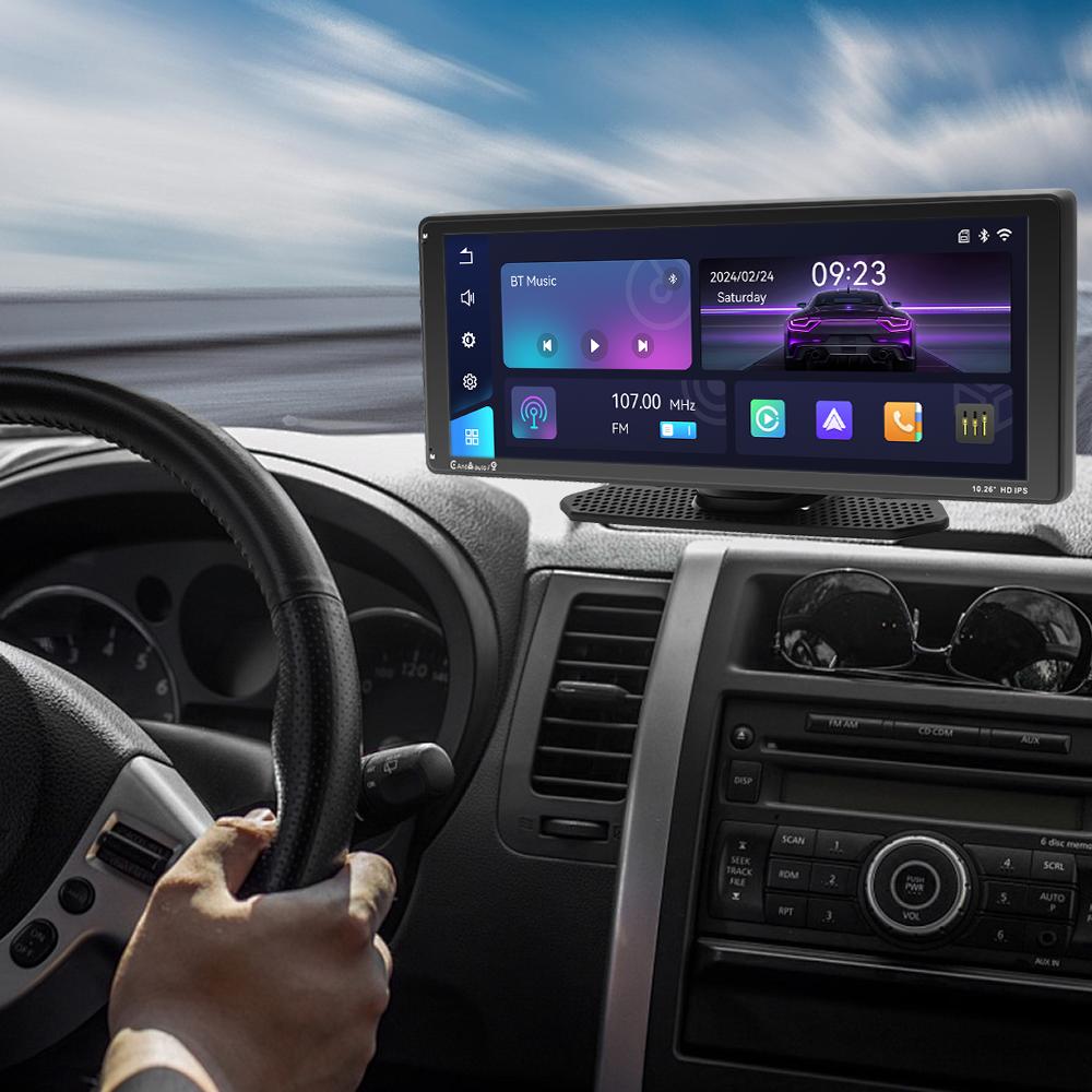 10.26'' Portable Car Radio Wireless Carplay HD IPS Display Touch Screen MP5 Player,Built-in Youtube,Mirror Link FM Transmit Autoaudio DSP