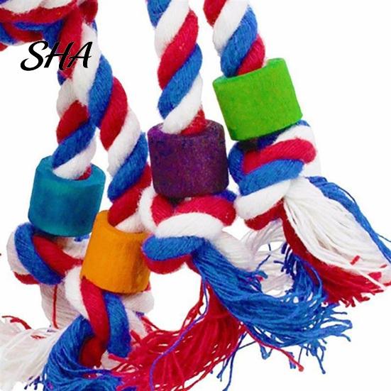 Parrot Biting Toy Colorful Rope Toy, Cotton Bird Chew Resistant Cage Accessory for Lovebird Budgie Cockatiel Parakeet Enrichment Blocks