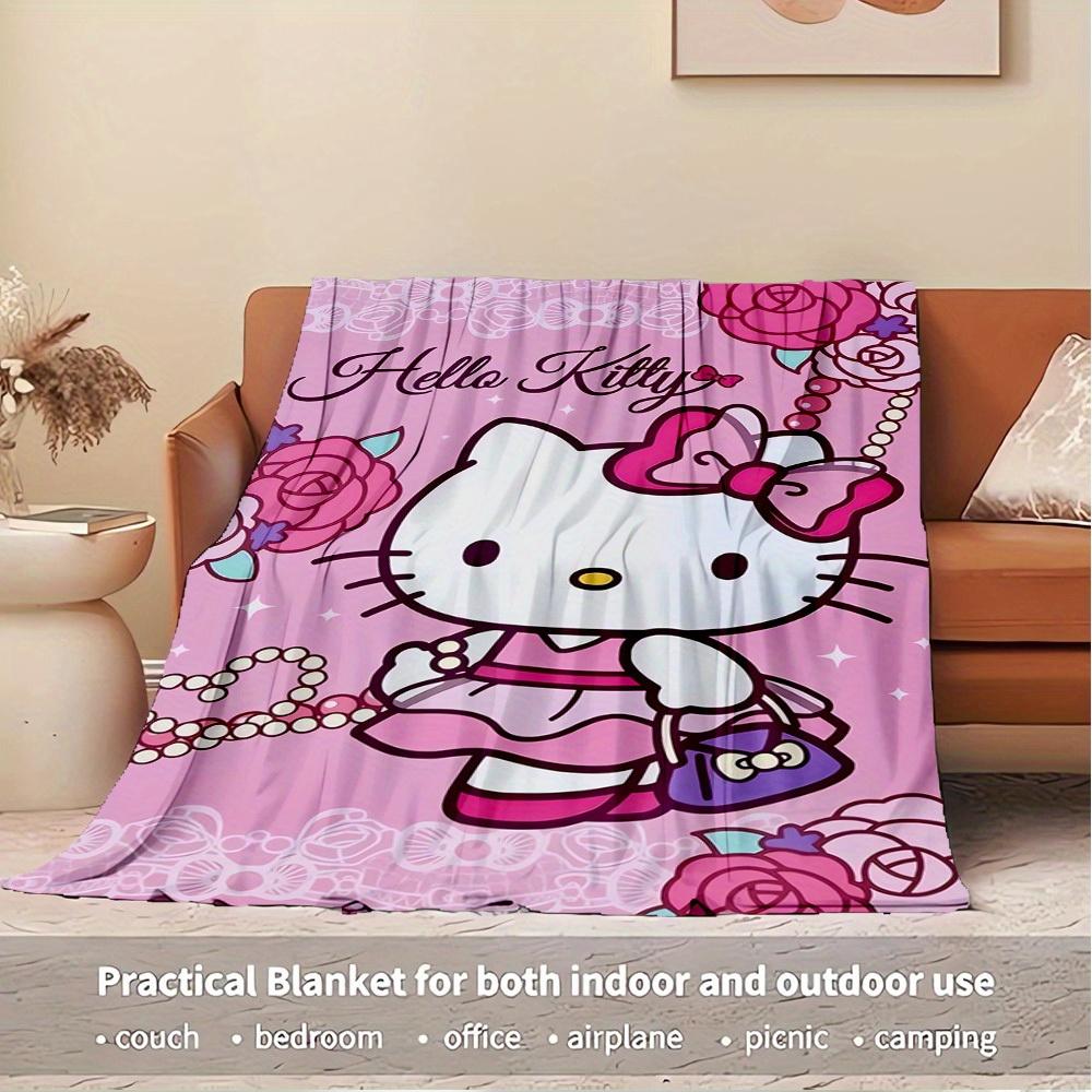 1pc Hello Kitty Pink Floral Swing Blanket - Home Decor Blanket for All Seasons, Soft and Comfortable, Machine Washable, Great Gift for Every
