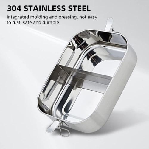 Контейнер для ланча SHUBIAO, контейнер для ланча из нержавеющей стали 304 - металлический контейнер для ланча с 2 отделениями, металлическая коробка для ланча для детей и взрослых, 800 мл, можно мыть в посудомоечной машине