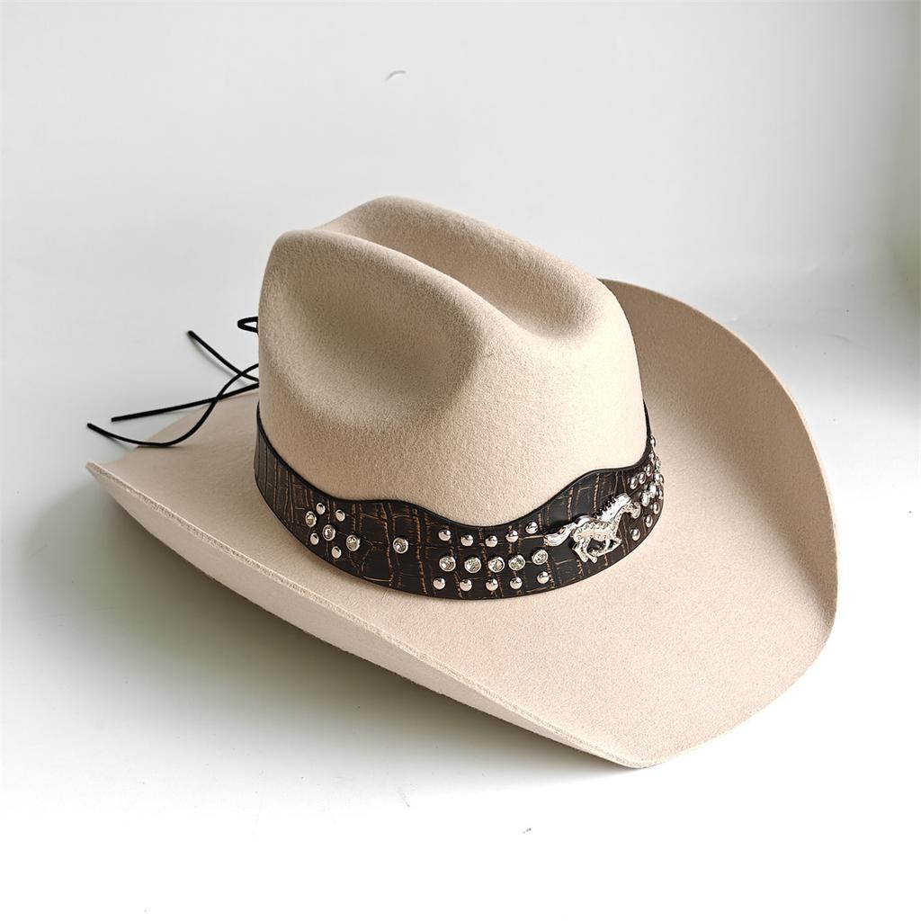 Competitive Western Cowboy Hat 100% Wool Fedora Hat For Women Men Riding Hat Autumn Panama Big Brim Cowgirl Hat Sombrero Vaquero