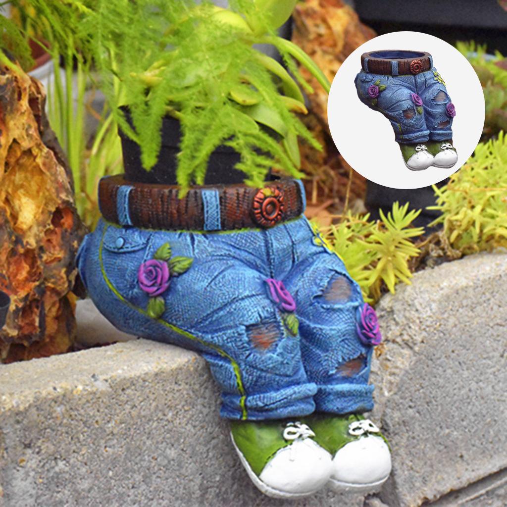Small Jeans Sculpture Cute Denim Pants Planter Home Garden Table Decoration
