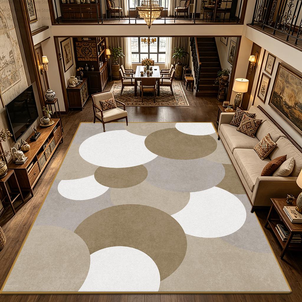 Deep Toned Geometric Style Living Room Carpet Decoration Bedroom Bedside Washable Soft Rug Large Area Non-slip Fluffy Floor Mats