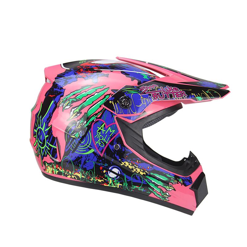 Unisex Off-Road Motorcycle Full Helmet 225 Pink Size 5 Travel Personality Safety Cover Four Seasons Motorbike Riding Helmet