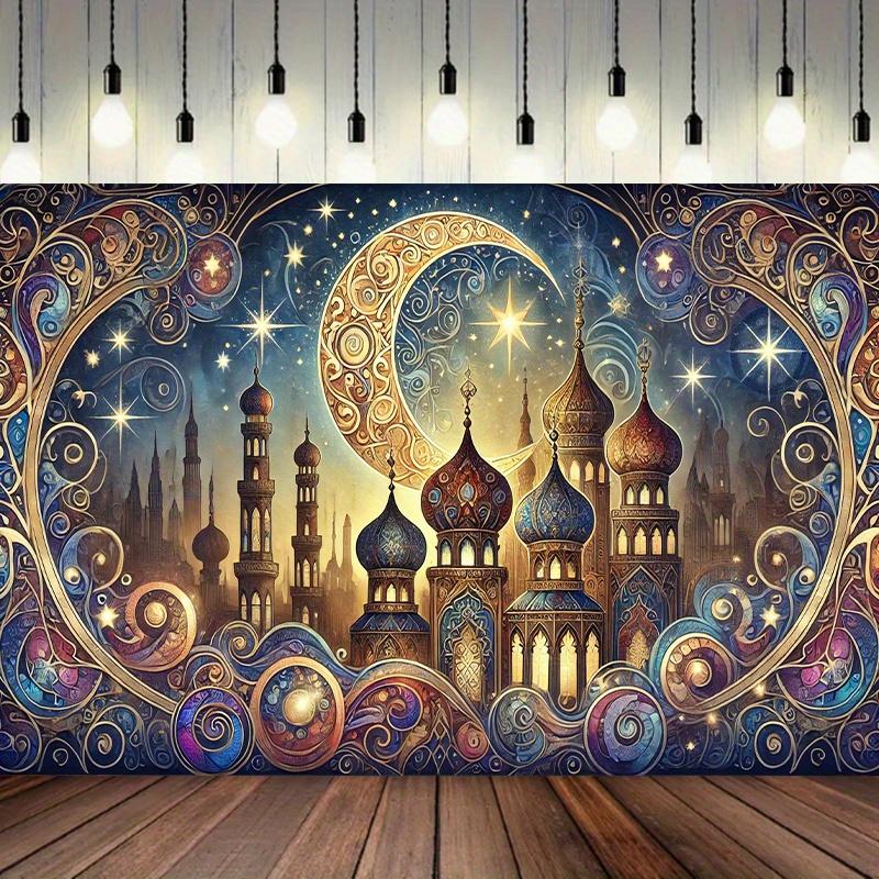 1 piece, an elegant Eid al-Fitr party banner in a dream city, made of polyester, for the month of Ramadan and Eid al-Fitr