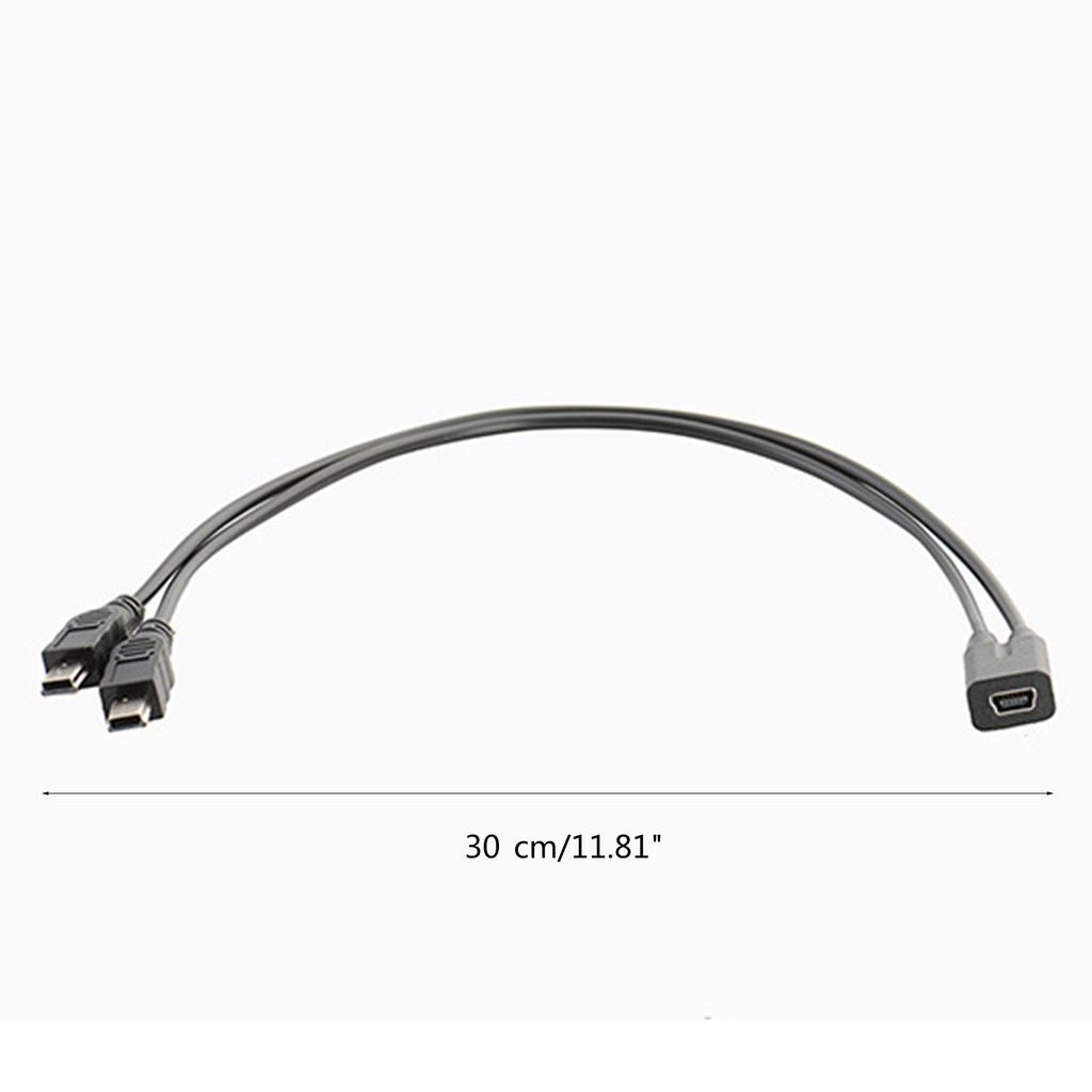 Mini USB 1 To 2 Y Splitter Cable USB 2.0 Mini 5-Pin Female To Double 2 Male Converter High Speed Charging Cable Cord