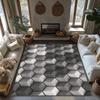 Tuniu Geometric Hexagon Gray Non-Slip Rug for Living Room Bedroom Kitchen Floor Mat