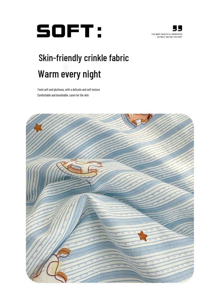 Washable Cotton Double Gauze Cartoon Summer Quilt for Mother and Baby - Soft, Fresh, and Thin Air Conditioning Blanket