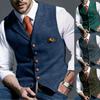 Men's Casual Plaid Vest Men's Slim Vest Men's Jacket Vintage Wool Herringbone Retro Satin