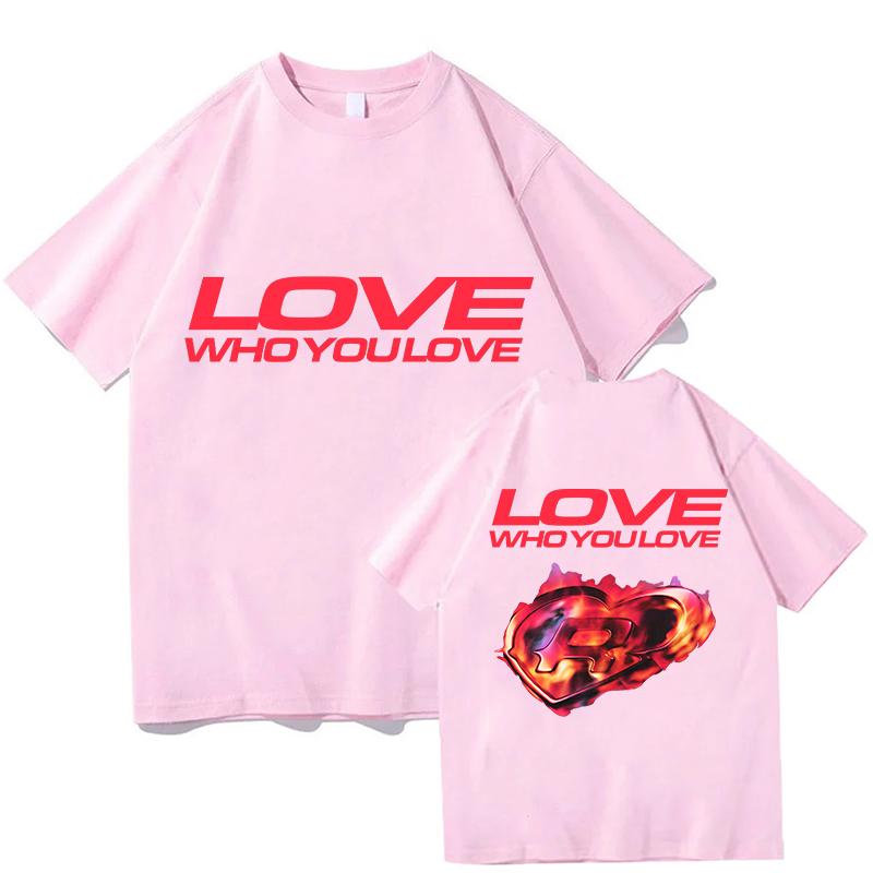 Romy Love Who You Love Графическая футболка Повседневные футболки Унисекс Уличная одежда Хип-хоп Чистый хлопок Свободная Мужская/Женская Футболка Одежда Топы