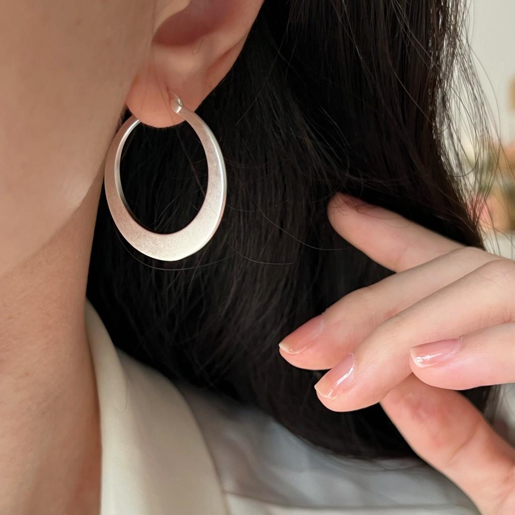 925 Sterling Silver Earrings For Women Trendy Geometric Big Round Earring Jewelry Prevent Allergy Party Gift Accessories