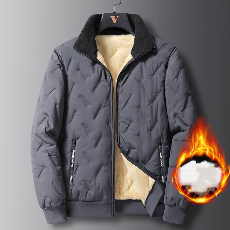 Men's Autumn and Winter Plus Cashmere Cotton-padded Jacket Dad Coat