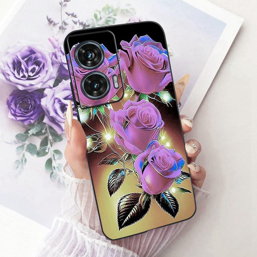 Чехол для Motorola Edge 50 Fusion XT2429-1 Мягкий ТПУ Цветок Защитные Чехлы для Телефона Для Motorola G96 motog96 5G Fundas Чехол Coque