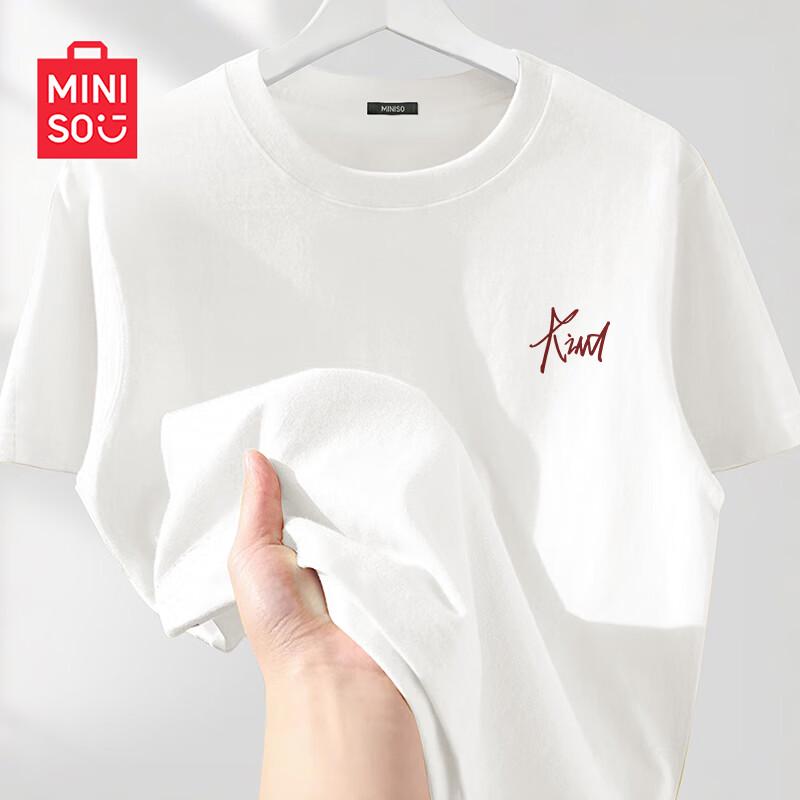 MINISO Женская свободная хлопковая футболка с коротким рукавом
