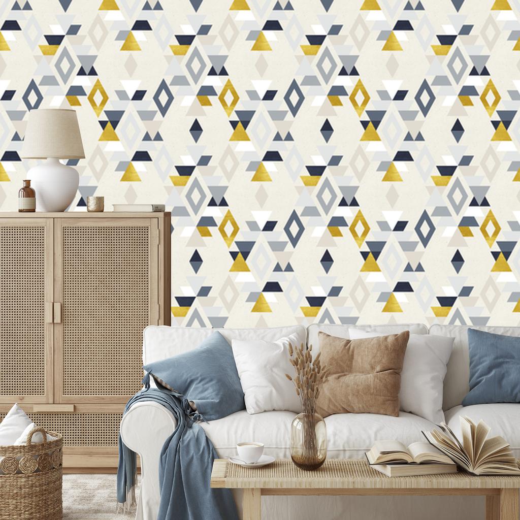 Geometric retro pattern wallpaper for living room and bedroom 50x1000
