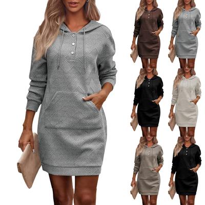 Женская повседневная длинная толстовка с воротником на пуговицах, длинными рукавами и карманами