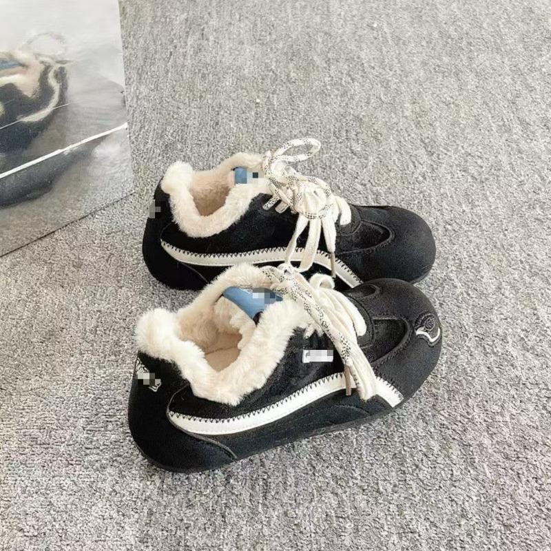 Флисовая обувь для женщин, ретро и универсальная, хлопковая обувь с круглым носком, теплые кеды