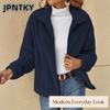 JPNTKY Женские винтажные повседневные однотонные принтованные куртки и пальто с длинным рукавом и воротником-поло на осень-зиму