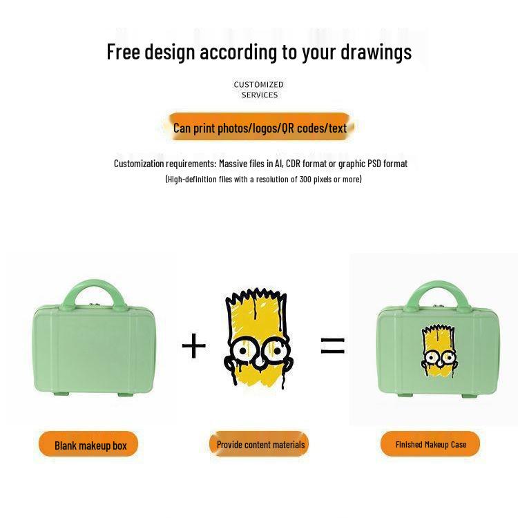 Customized 14-Inch Mini Makeup Case with Combination Lock – Portable Travel Handbag