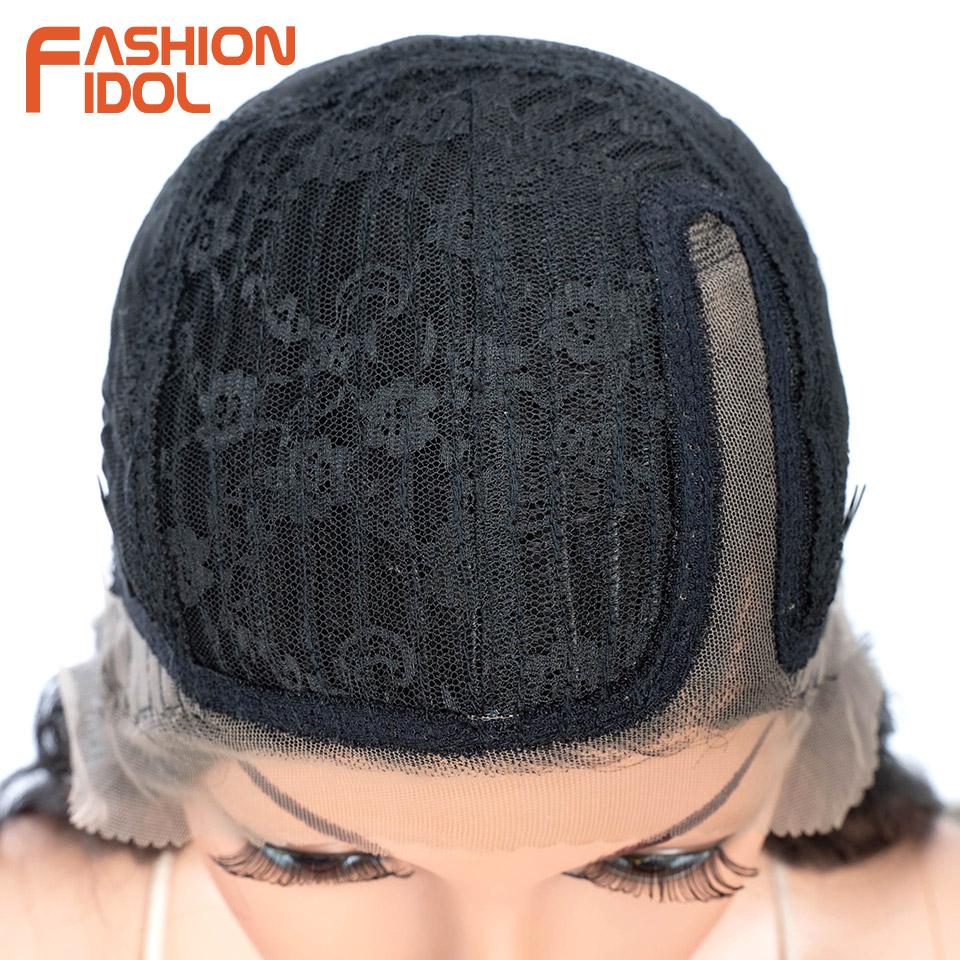 FASHION IDOL 36inch/90cm Deep Wave Cosplay Wigs Synthetic Lace Front Wigs For Black Women Fiber Part Lace Wigs Super Long Wavy