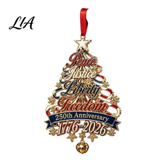 Hanging Tree Decorations 250th Anniversary Christmas Ornament, USA Xmas Decor for Seasonal Home Ornament Window, Patriotic Acrylic Sign Veterans