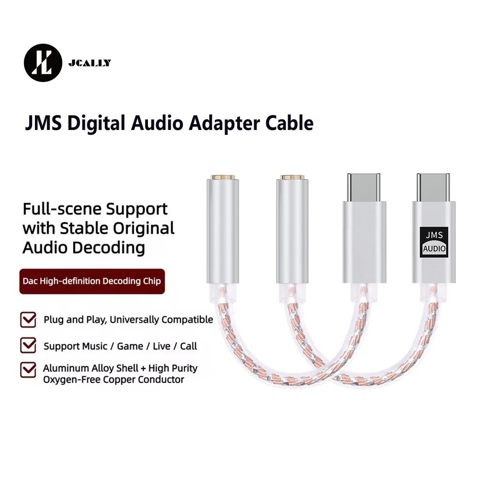 NEW JMS USB-C to 3.5mm Headphone Adapter 24bits/48KHz DAC Chip HiFi Stereo Aux Dongle Support Call Mic Gaming Live Streaming