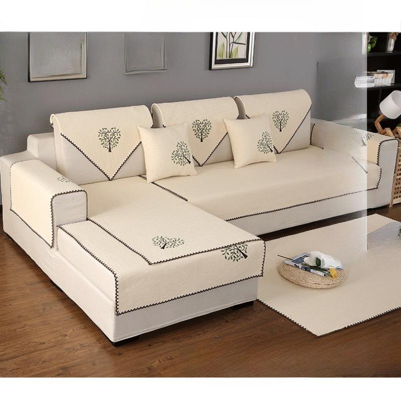 Four Seasons нескользящая вышитая диванная подушка из хлопчатобумажной ткани для гостиной, универсальная льняная утолщенная современная простая однотонная диванная подушка