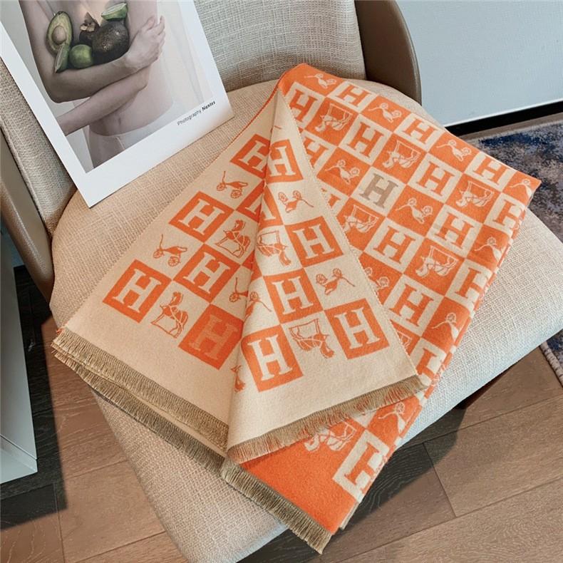 Classic Fashion Letter Thousand Birds Grid Imitation Cashmere Scarf Women's Winter Thickened Double Sided Air Conditioning Shawl Scarf Women's