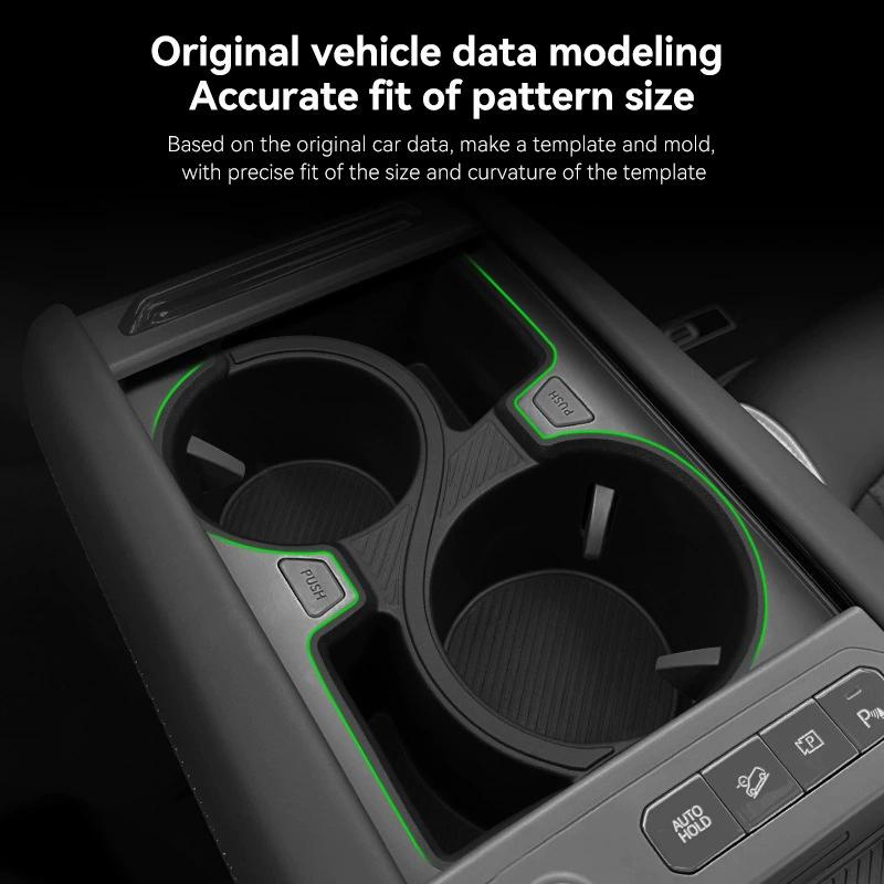 TPE Shock-Absorbing Car Center Console Cup Holder for KIA EV9 2025 2025 Storage Tray Tidying Car Accessories Black