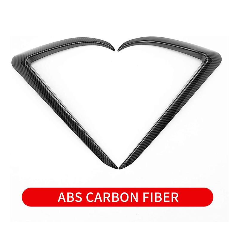 1 Pair ABS Black Carbon Fiber Car Front Light Eyebrow Wind Knife Fog Lamp Frame Trim for Tesla Model 3 2017 2018 2019 2020