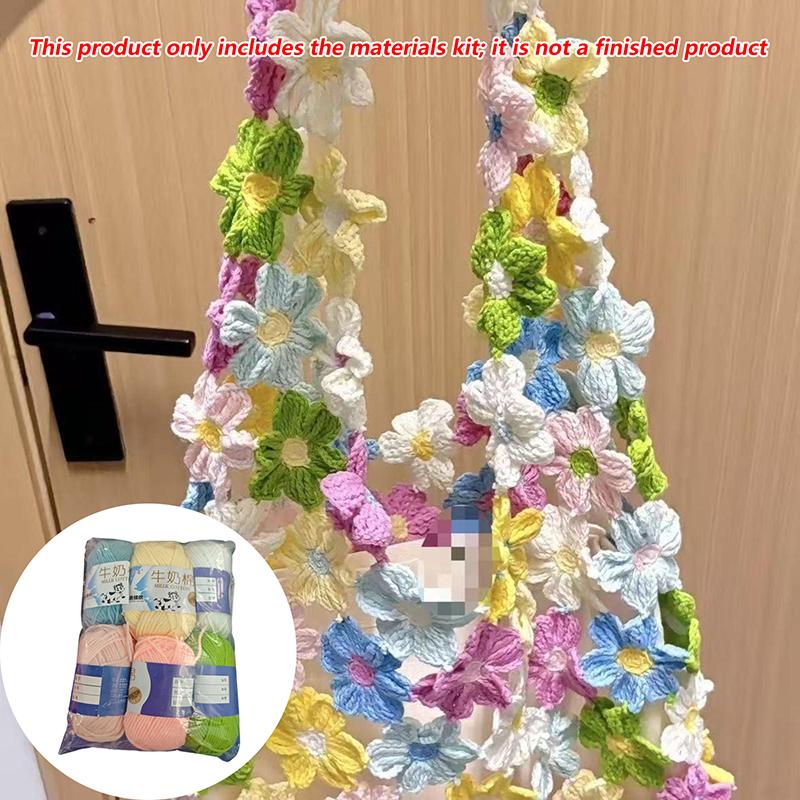 Сумка ручной вязки DIY Набор материалов для вязания крючком С подкладкой Летний садовый вид Для модных сумочек ручной работы