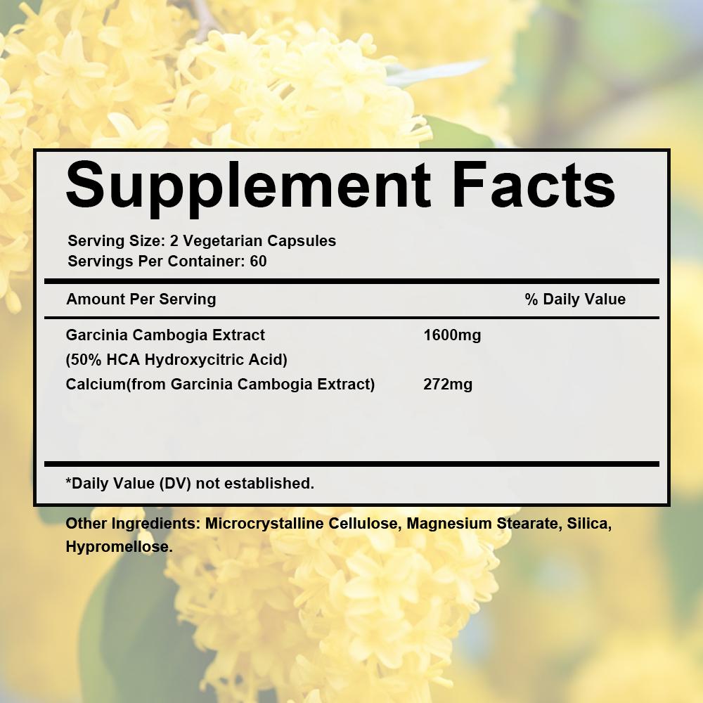 Garcinia Cambogia 1600mg, 120 Veg Capsules Premium Formula for Metabolic Support