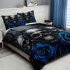 Fashion Novel Blue Rose Skull Print Bedding Set Soft Comfortable Duvet Cover For Guest Room (1*Duvet Cover + 2*Pillowcase)