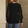 Женские топы с круглым вырезом, сетчатые, с ажурными буфами, с длинными рукавами, однотонные, универсальные, стильные, блузки