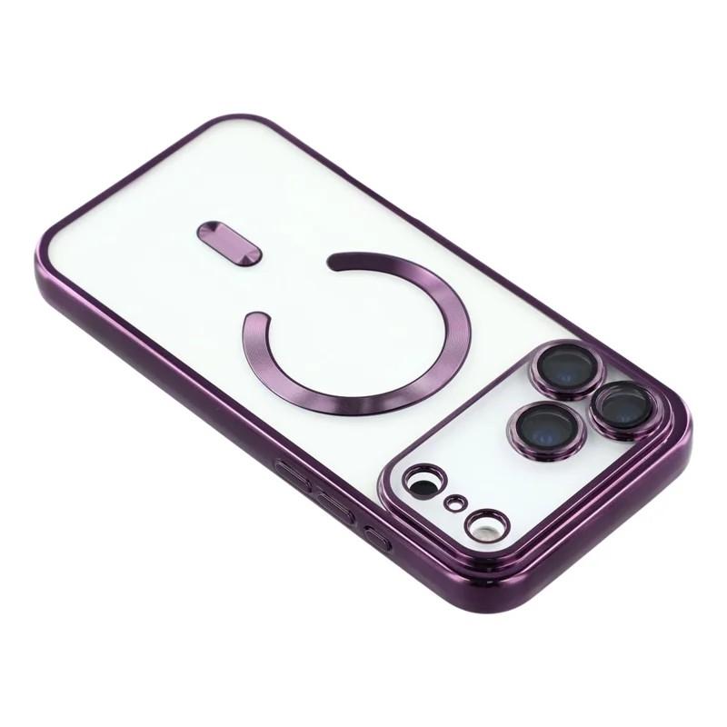 For iPhone 17 Pro Magnetic Case WANLONFENG Electroplated TPU Cover with Lens Film+2Pcs Tempered Glass
