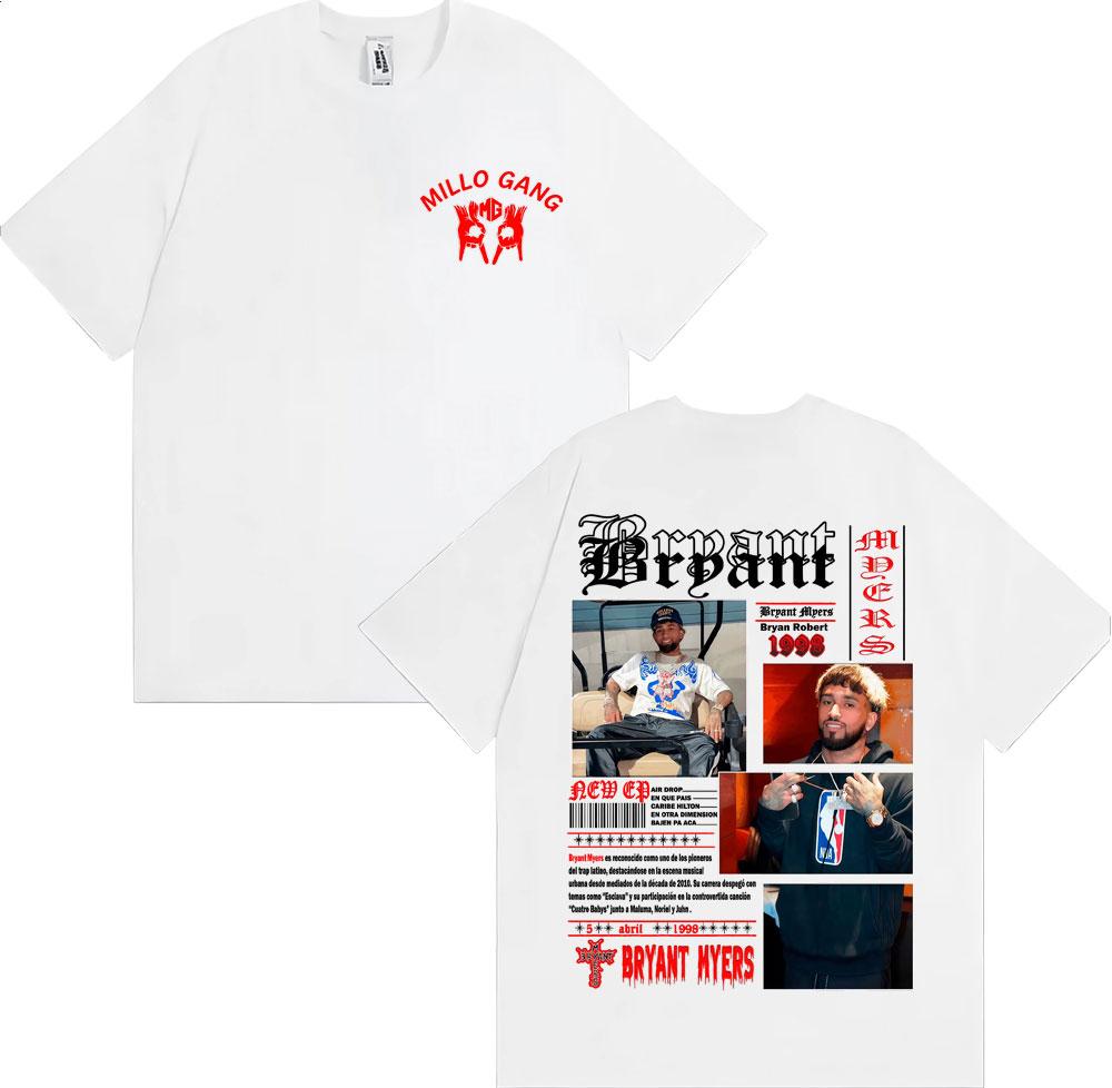 Rapper Bryant Myers Album 2025 Tour Cover Tshirts for Unisex Harajuku Gothic Streetwear T Shirt Male 100 Cotton Oversized Tshirt