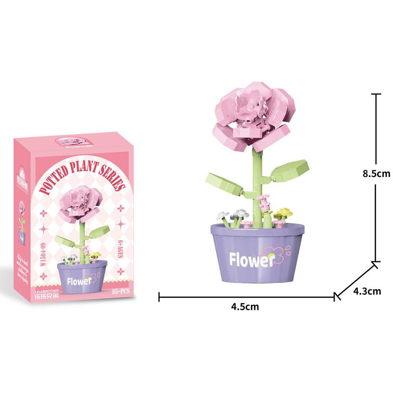 Creative Immortal Flowers Building Block Succulent Pot Ornament Kids Birthday Gift Casual Puzzle Toy
