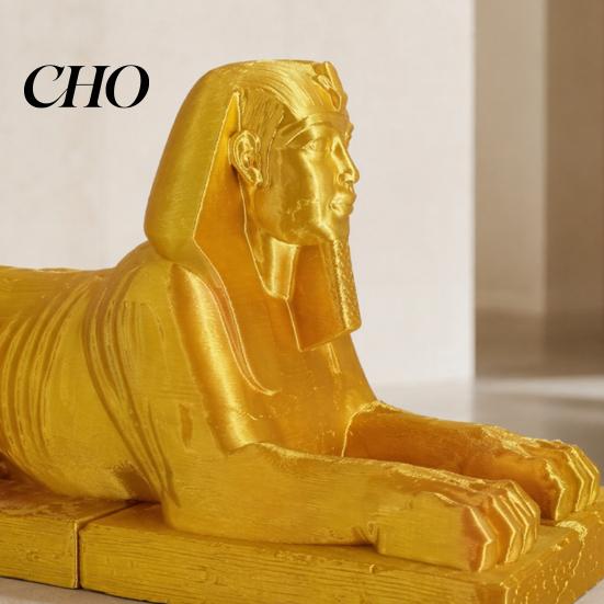 Golden Sphinx Decor Egyptian Collectible Figurine, 3D Printed Mini Statue, Vintage Egypt Souvenir Ornament for Home Desktop Decoration Luxury