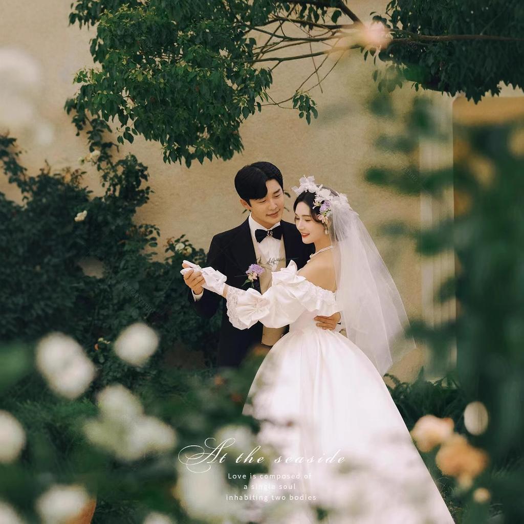 Французское ретро свадебное платье парное платье белое легкое свадебное платье