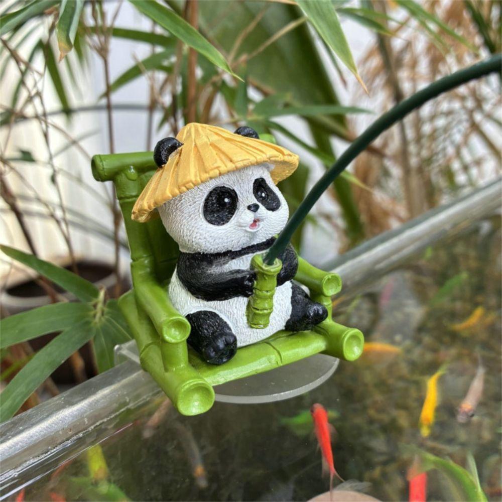 Panda Theme Fishing Panda Ornament Resin Material Outdoor Fishpond Decoration Pond Ornament