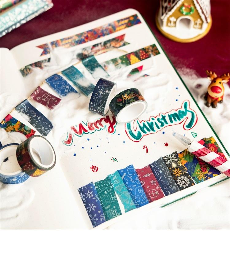 12 шт., набор лент «Merry Christmas Washi», 15 мм * 5 м, зимний подарок, бумажная клейкая лента для маскировки, украшение