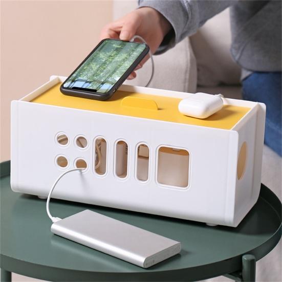 Cable Holders Large Capacity Heat Dissipation Plastic Large Cable Organizer Management Box for Home