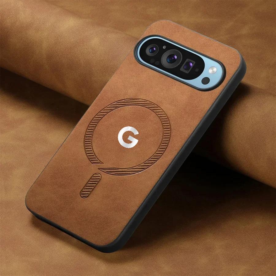 Роскошный простой чехол из гладкой PU-кожи для Google Pixel 10 9 Pro XL 8 7A Pro, тонкий, с поддержкой беспроводной зарядки, полный комплект, противоударный