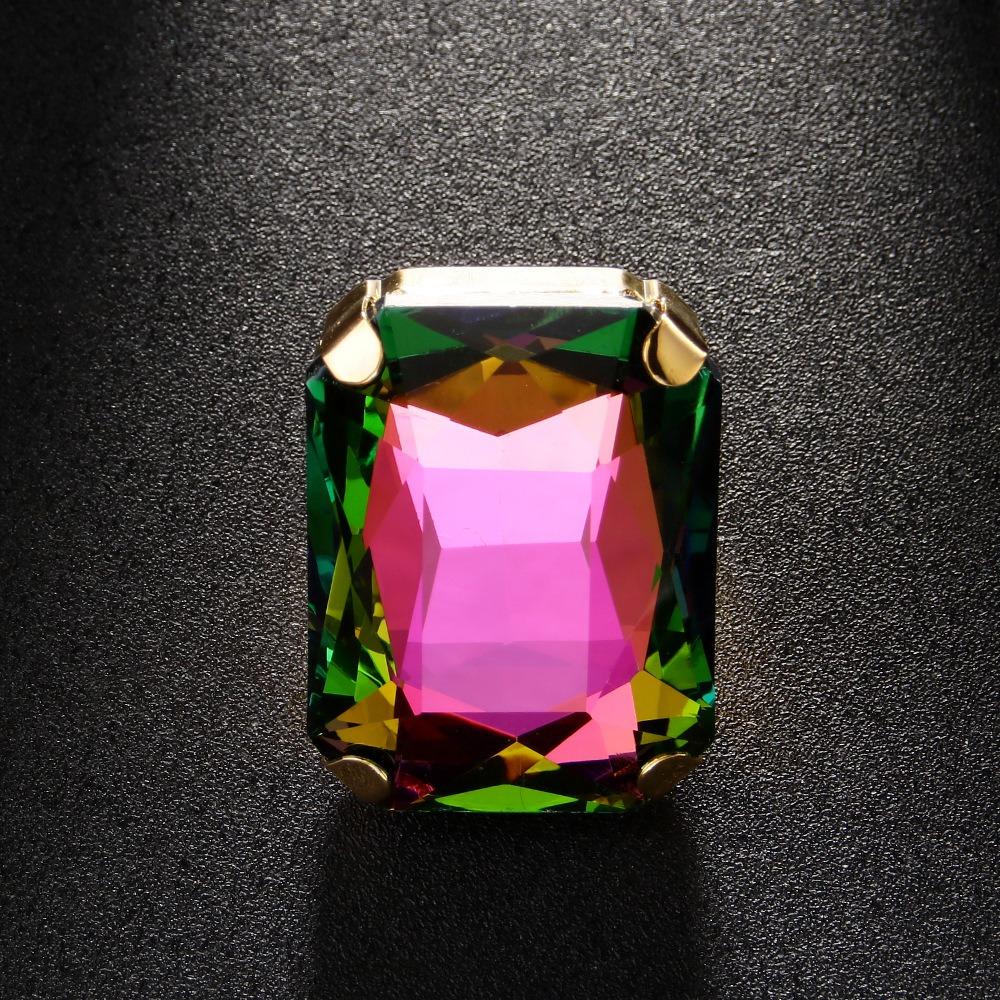 Rectangle Shape Rectangle Rhinestone Ring Adjustable Size Adjustable Crystal Ring