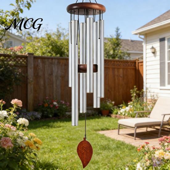 Precise Tuned Wind Chime Metal with 6 Aluminum Tubes, Garden Hanging Chimes, Outdoor Chimes Weather Resistant for Patio Decoration Melodious