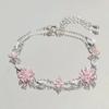 Fashion Exquisite Pink Crystal Flower Bracelets For Women Girls Sweet Sparkling Light Luxury Bracelet Party Jewelry Gift