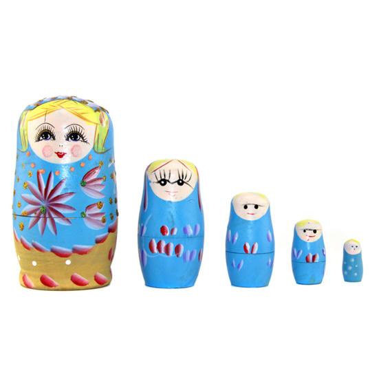 1 Set Nesting Doll Unique Pattern Wear Resistant Wood Girls Russian Stacking Dolls Desktop Decor for Home