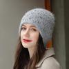 Новая зимняя шапка, уличная модная вязаная шапка из кроличьего меха, толстая теплая шапка-бини для женщин, элегантное украшение с жемчугом, женский подарок