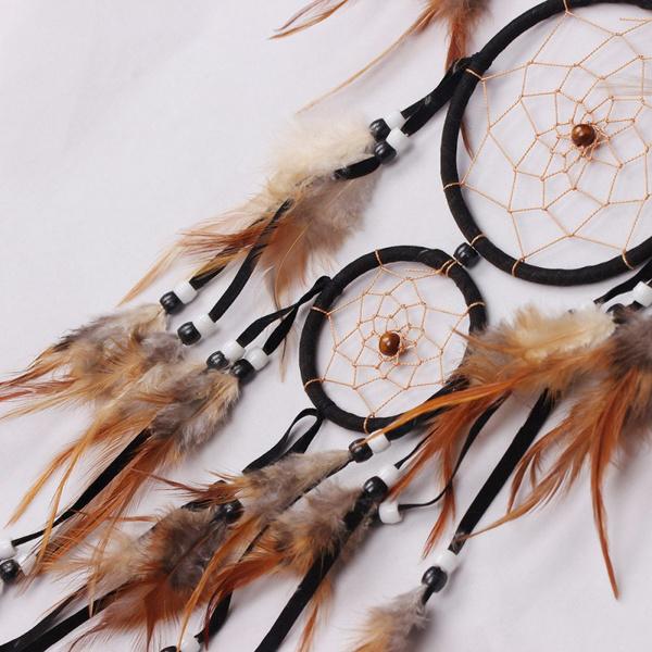 1PC Handmade Dream Catcher Creative Wall Decorations Wolf Pattern Indian Dreamcatcher Retro Feather Ornament Home Room Hanging Decor