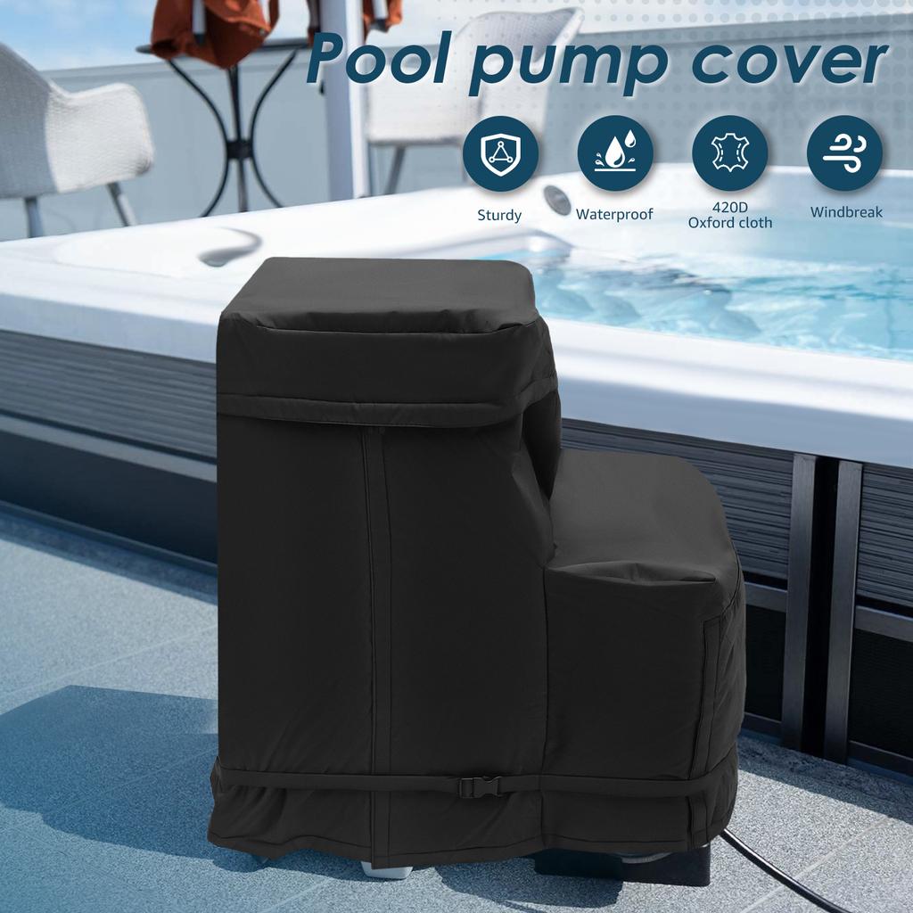 Pool Pump Cover Waterproof Silver Lining Lid Practical Pool Pump Cover Tightly Strapped Pool Pump Cover For 4-16inch Filter Pump